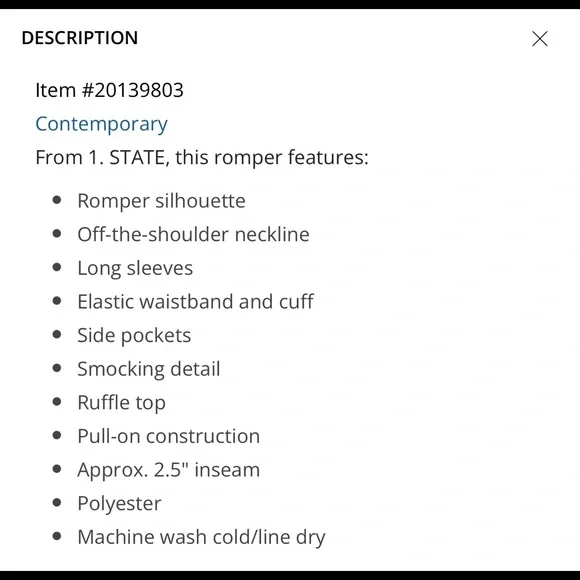 NWT 1. State Romper SZ Small - Picture 4 of 4